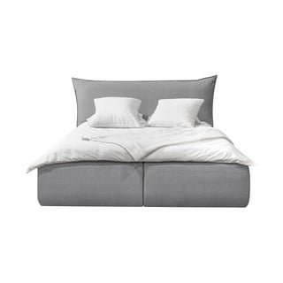 Světle šedá čalouněná dvoulůžková postel s úložným prostorem s roštem 180x200 cm Jade – Bobochic Paris