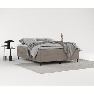 Hnědá boxspring postel s úložným prostorem 200x200 cm Malte – Maison de Rêve
