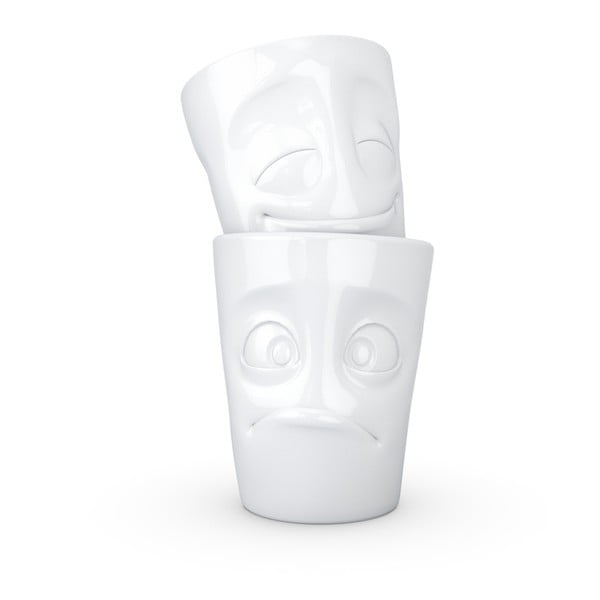 Sada 2 bílých hrnků z porcelánu 58products Cheery & Baffled-image-1