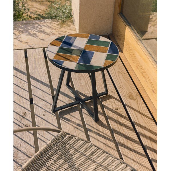 Kulatý zahradní stolek s keramickou deskou ø 45 cm Tella – Kave Home-image-3