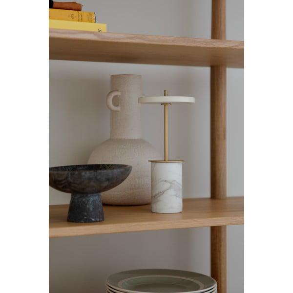 Krémová mramorová LED stmívatelná stolní lampa s kovovým stínidlem (výška 25,5 cm) Asteria Move Mini – UMAGE-image-1