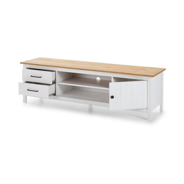 Bílý TV stolek z borovicového dřeva 158x47 cm Miranda – Marckeric-image-4