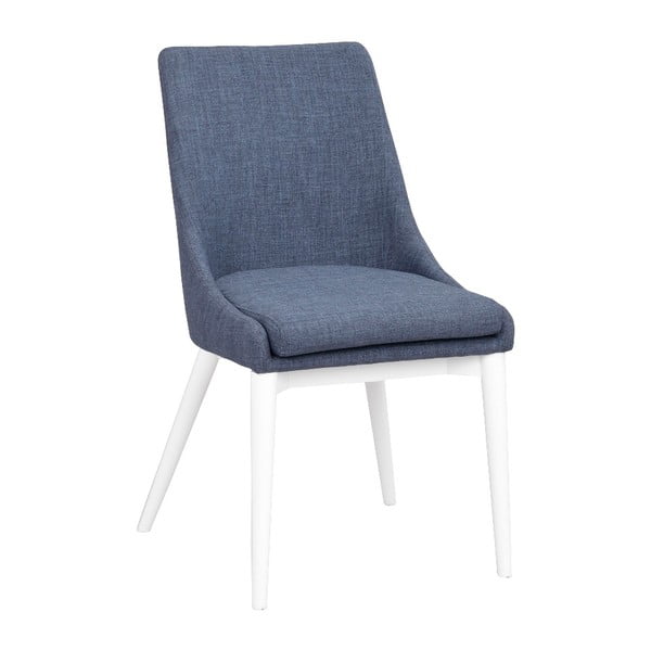 Modrá polstrovaná jídelní židle s bílými nohami Rowico Bea