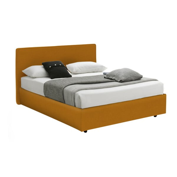 Oranžová jednolůžková postel s úložným prostorem a matrací 13Casa Ninfea, 120 x 190 cm