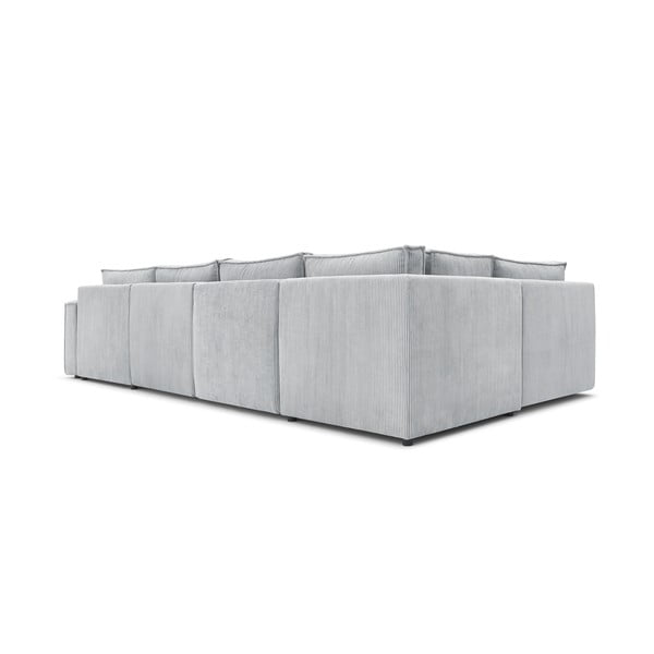 Světle šedá manšestrová rohová pohovka do "U", levý roh Nihad modular – Bobochic Paris-image-4
