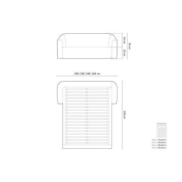 Šedá čalouněná dvoulůžková postel s úložným prostorem s roštem 140x200 cm Campi – Cosmopolitan Design-image-4