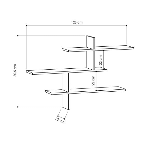 Antracitová patrová police 123 cm Leo – Kalune Design-image-4