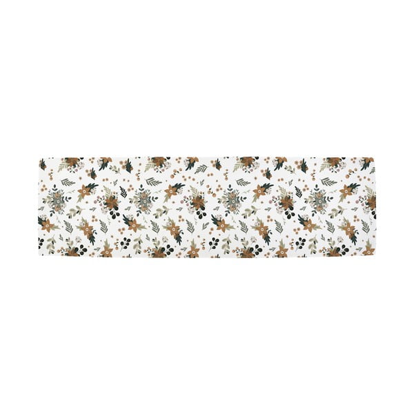 Bavlněný běhoun na stůl s vánočním motivem 40x140 cm Festive Flowers – Butter Kings