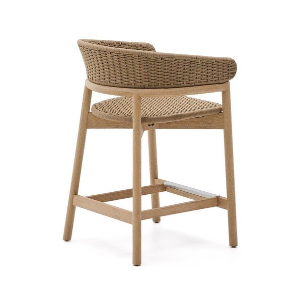 Dřevěná zahradní barová židle v přírodní barvě Arinella – Kave Home-image-4