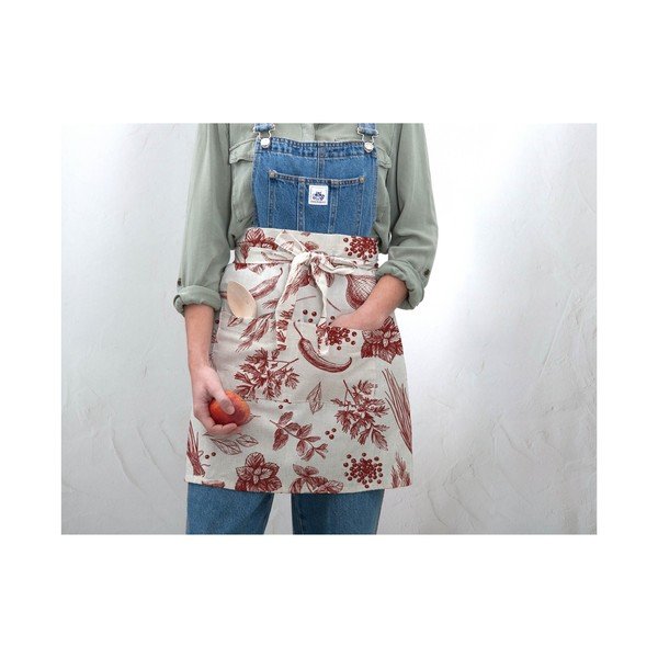 Květovaná zástěra s příměsí lnu Really Nice Things Delantal Red Peppers-image-2