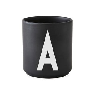 Černý porcelánový hrnek Design Letters Alphabet A, 250 ml