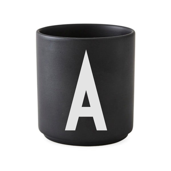 Černý porcelánový hrnek Design Letters Alphabet A, 250 ml