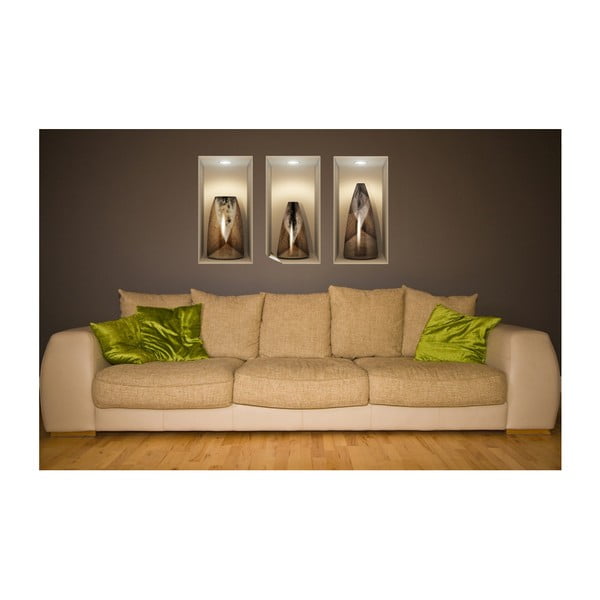 Sada 3 samolepek s 3D efektem Ambiance Wooden Vases-image-4