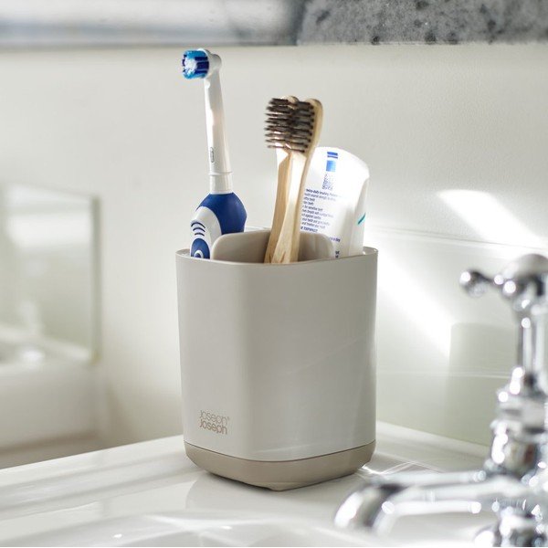 Béžový plastový stojan na zubní kartáčky EasyStore – Joseph Joseph-image-1