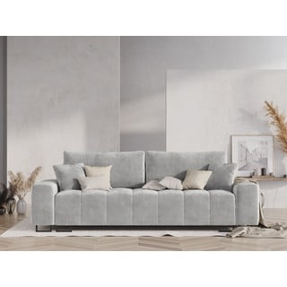 Světle šedá sametová rozkládací pohovka s úložným prostorem  250 cm Wicklow – Cosmopolitan Design