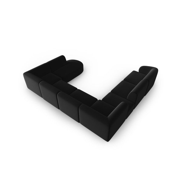 Černá sametová rohová pohovka (levý roh/do "U") Paolo – Milo Casa-image-3