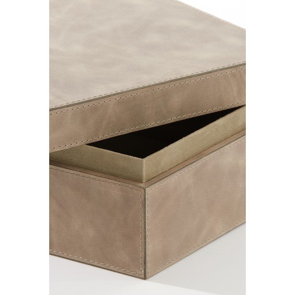 Kožené dekorativní úložné boxy s víkem v sadě 3 ks Kae – Light & Living-image-4