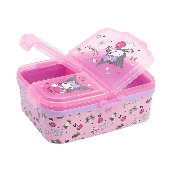 Růžový plastový dětský svačinový box Kuromi – STOR-image-1
