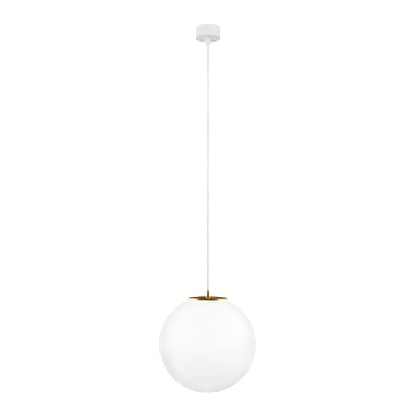 Bílé závěsné svítidlo s bílým kabelem a detailem ve zlaté barvě Sotto Luce Tsuri, ⌀ 30 cm