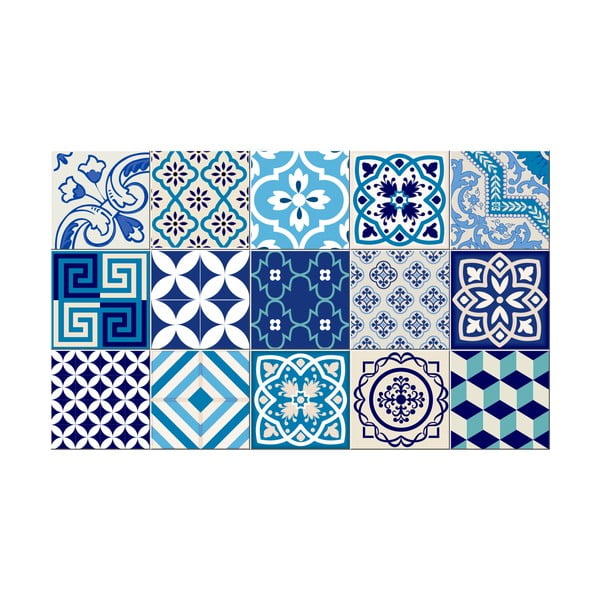 Sada 15 dekorativních samolepek na stěnu Ambiance Azur, 10 x 10 cm-image-2