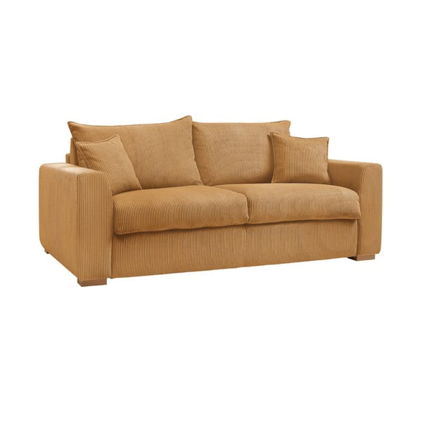 Manšestrová rozkládací pohovka v hořčicové barvě 225 cm Augustin – Bobochic Paris-image-3