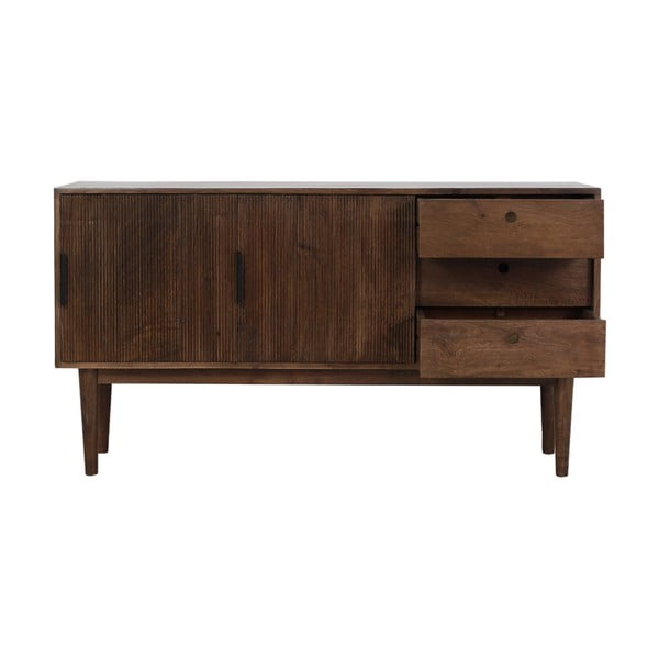 Tmavě hnědá nízká komoda z masivního dřeva 150x80 cm Bitika – Light & Living-image-4