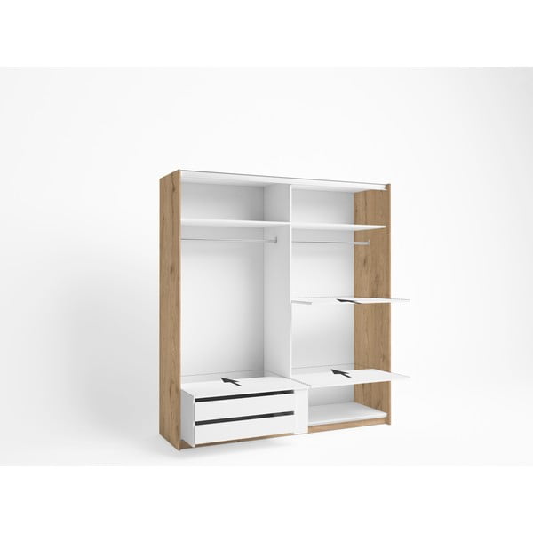 Černá šatní skříň v dekoru dubu s posuvnými dveřmi 182x200 cm Care - Marckeric-image-1