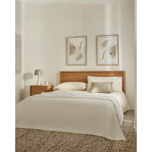 Dvoulůžková postel z dubového dřeva s roštem v přírodní barvě 180x200 cm Lenon – Kave Home-image-1