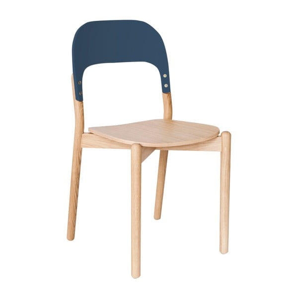Dubová židle s modrým opěradlem HARTÔ Paula