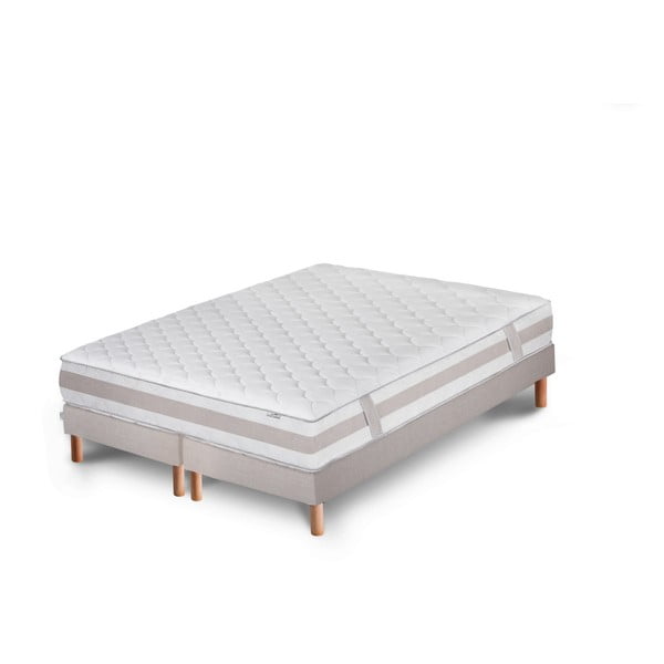 Světle šedá postel s matrací a dvojitým boxspringem Stella Cadente Maison Saturne Europe, 180 x 200 cm