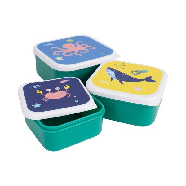 Zelené plastové dětské svačinové boxy v sadě 3 ks Ocean – Ladelle