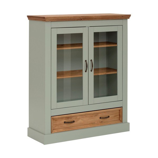 Světle zelená vitrína z borovicového dřeva 100x120 cm Selma – Støraa-image-2