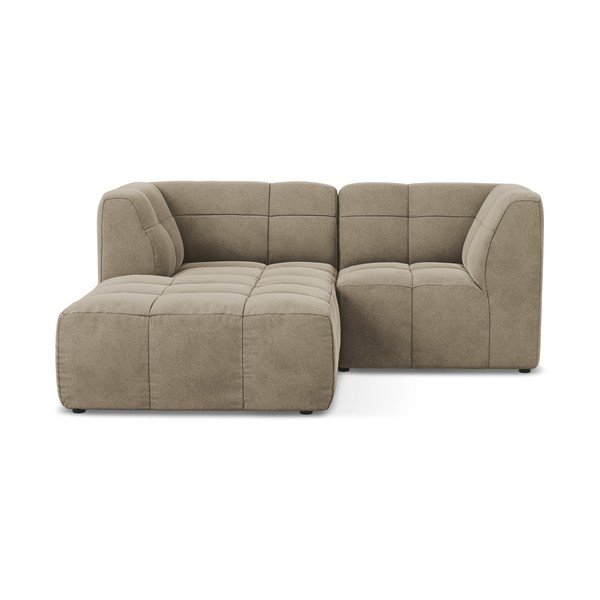 Hnědá sametová rohová pohovka (levý roh/s lenoškou) Aloha – Makamii