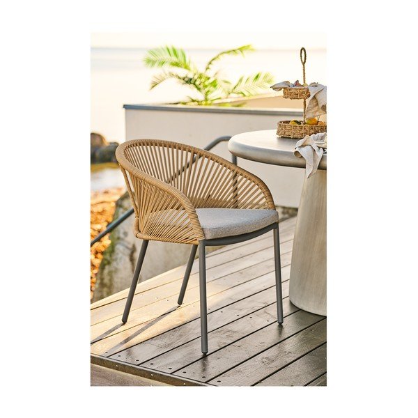 Béžová kovová/polstrovaná zahradní židle Novella – House Nordic-image-1