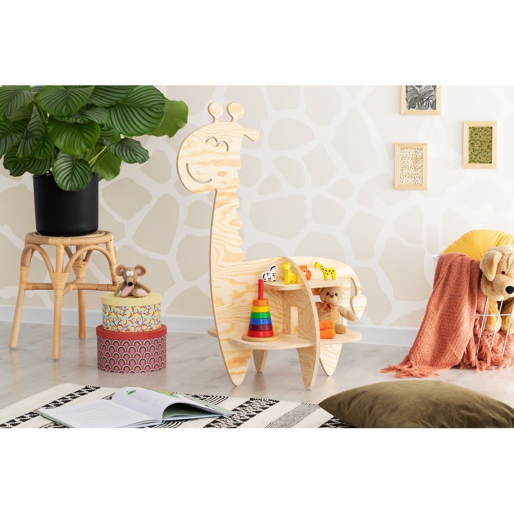 Dětská knihovna v dekoru borovice v přírodní barvě 90x60 cm Giraffe - Adeko