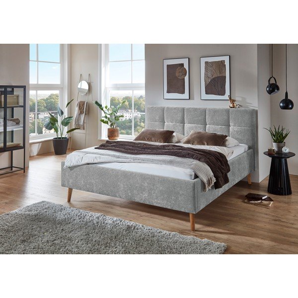 Šedá čalouněná dvoulůžková postel s úložným prostorem s roštem 180x200 cm Nova – Meise Möbel-image-1