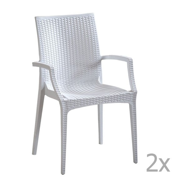 Sada 2 bílých  jídelních židlí s područkami Castagnetti Minerva