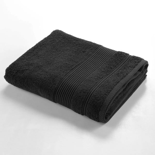 Černá froté bavlněná osuška 90x150 cm Tendresse – douceur d'intérieur