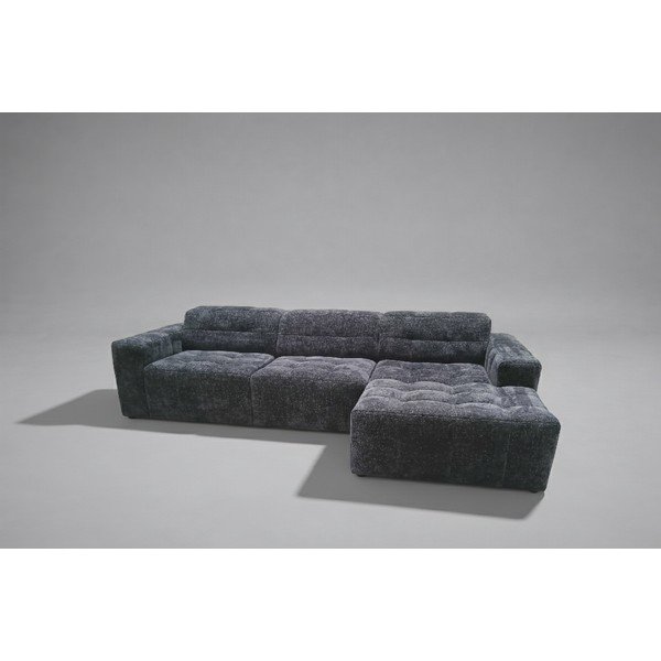 Černá/antracitová žinylková rohová pohovka (pravý roh/s lenoškou) Chicago - II. jakost – Cosmopolitan Design-image-3