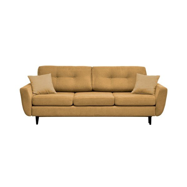 Žlutá trojmístná rozkládací pohovka s černými nohami Mazzini Sofas Jasmin-image-3