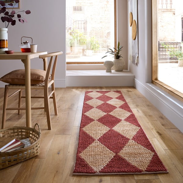Ručně tkaný běhoun s příměsí juty v terakotové barvě 80x230 cm Effie Diamond – Flair Rugs-image-1