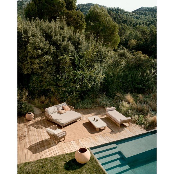 Béžové kovové/polstrované zahradní křeslo Catalina – Kave Home-image-2