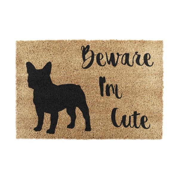 Rohožka z kokosového vlákna 40x60 cm Beware I'm Cute French Bulldog – Artsy Doormats