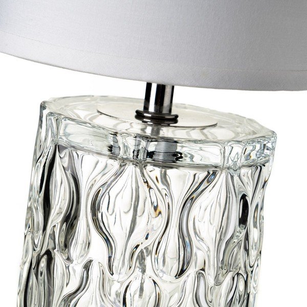 Skleněná stolní lampa s textilním stínidlem (výška 29 cm) – Casa Selección-image-3