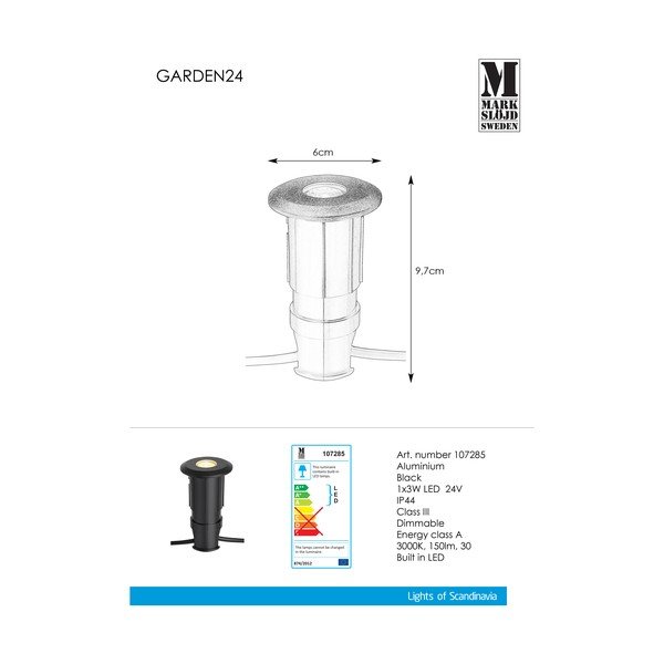 Černé zápustné svítidlo Markslöjd Garden 24, ø 60 mm-image-2