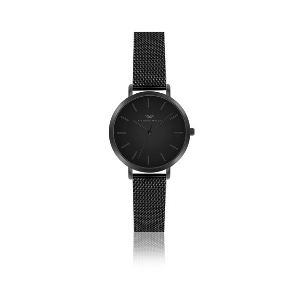 Černé dámské hodinky s řemínkem z chirurgické oceli Victoria Walls Negro