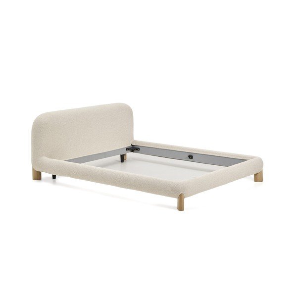 Béžová čalouněná dvoulůžková postel bez roštu 160x200 cm Odina – Kave Home-image-2