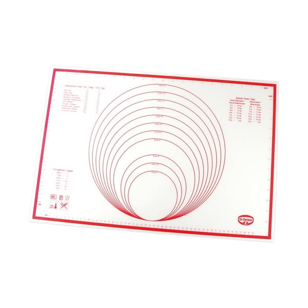 Červeno-bílá silikonová fólie na pečení Dr. Oetker Flexxibel Love, 60 x 40 cm