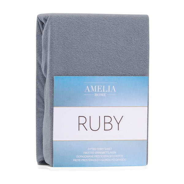 Šedé napínací froté prostěradlo 180x200 cm Ruby – Restilo-image-1