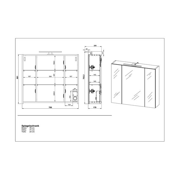 Bílá koupelnová skříňka se zrcadlem 76x71 cm - Germania-image-4